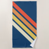 70カラフルs 80sレトロストライプのストライプ ビーチタオル (正面)