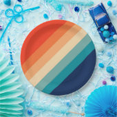 70カラフルs 80sレトロストライプのストライプ ペーパープレート (パーティー)