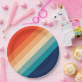 70カラフルs 80sレトロストライプのストライプ ペーパープレート (パーティー)