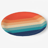 70カラフルs 80sレトロストライプのストライプ ペーパープレート (アングル)