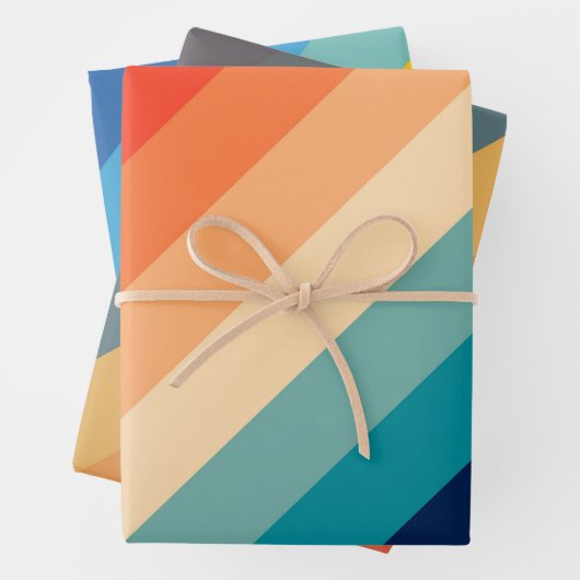70カラフルs 80sレトロストライプのストライプ ラッピングペーパーシート (インサイチュ)