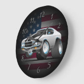 70クラシック年代のアメリカのマッスルカー·カー·カートゥーン ラージ壁時計 (傾斜)