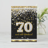 70ゴールドシルバーストリーマー 70歳の誕生日お祝い 招待状 (スタンド正面)