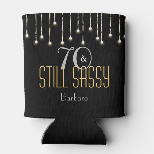 70サッシブラックシルバー金ゴールドストリングライト誕生日 缶クーラー (裏面)