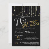 70サッシーブラックシルバー金ゴールドライト誕生パーティー 招待状 (正面)