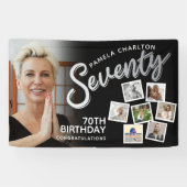 70シルバー70誕生日の黒い写真 横断幕 (横)