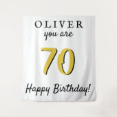 70シンプル番目のハッピーバースデーパーティー背景 タペストリー (正面)