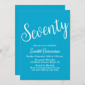 70スクリプトアクアブルー70th誕生日パーティー 招待状 (正面/裏面)