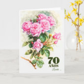 70スペインの番目の誕生日ヴィンテージバラガーデン名 カード (黄色い花)