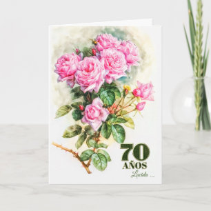 70スペインの番目の誕生日ヴィンテージバラガーデン名 カード