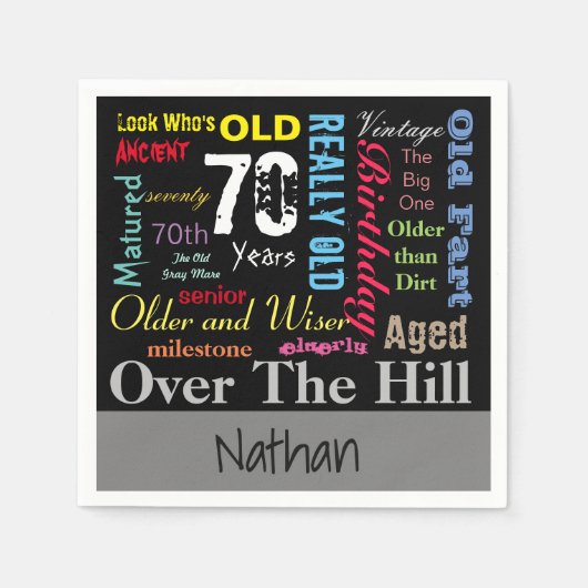 70ハッピーバースデーインaグラフィティスタイル スタンダードカクテルナプキン (正面)