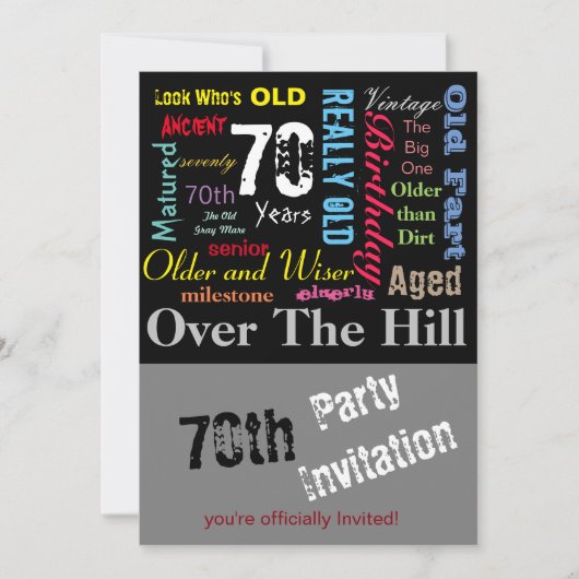 70ハッピーバースデーインaグラフィティスタイル 招待状 (正面)