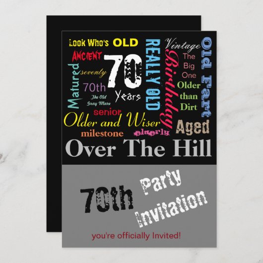 70ハッピーバースデーインaグラフィティスタイル 招待状 (正面/裏面)