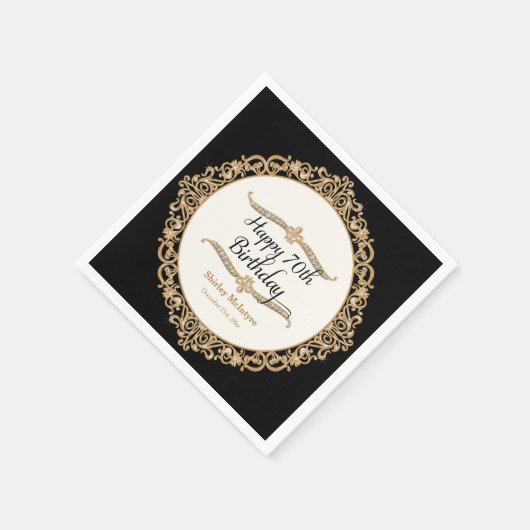 70ハッピーバースデーパーティーお祝いラウンドデコール スタンダードカクテルナプキン (角)