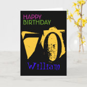 70パーソナライズされた番目の誕生日あいさつポップ・アートのカード カード (黄色い花)