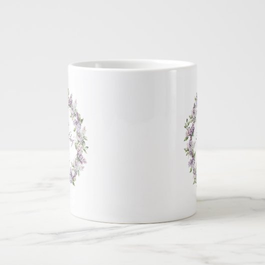 70パーソナライズされた番目の誕生日ギフト紫薄紫 ジャンボコーヒーマグカップ (正面)