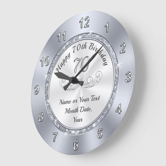 70パーソナライズされた番目の誕生日プレゼント ラージ壁時計 (傾斜)