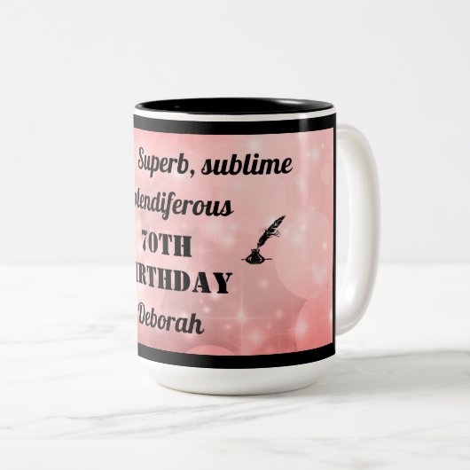 70パーソナライズされた番目の誕生日マグ ツートーンマグカップ (正面右)