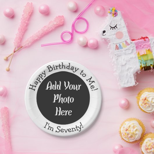 70パーソナライズされた番目の誕生日写真の追加紙プレート ペーパープレート (パーティー)