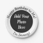 70パーソナライズされた番目の誕生日写真の追加紙プレート ペーパープレート (正面)