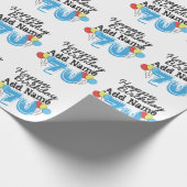 70パーソナライズされた番目の誕生日名前を青に追加 ラッピングペーパー (角)