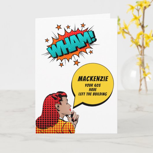 70パーソナライズされた番誕生日ヴィンテージ漫画おもしろい カード (黄色い花)