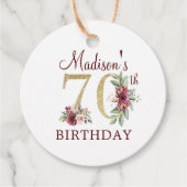 70パーソナライズされた誕生日フローラブルゴーニュ金ゴールド フェイバータグ (正面)