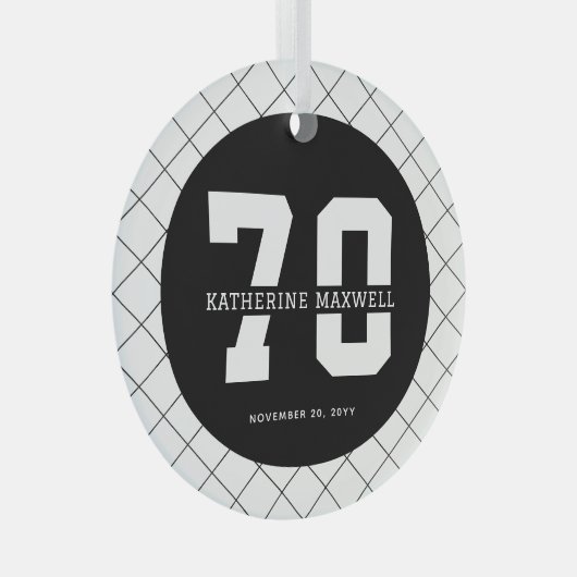 70パーソナライズされた誕生日モダン及びエレガント ガラスオーナメント (正面右)