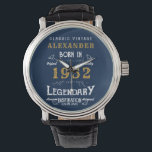 70パーソナライズされた誕生日1952ヴィンテージ青金ゴールド 腕時計<br><div class="desc">そのパーソナライズされた特別なユニーク誕生日の人のための時計。ヴィンテージ誕生日プレゼントの名前をこのスタイルレトロデザインカスタムに追加する。名前と年を提供されたテンプレートで簡単に編集。素晴らしいカスタム誕生日プレゼント。そのパーティーお祝いのためのより多くのギフトとパーティー供給は、ストアの"伝説的な"デザインで利用可能。</div>