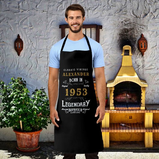 70パーソナライズされた誕生日1953生まれヴィンテージ黒 エプロン