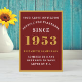 70パーソナライズされた誕生日1953赤エレガント金ゴールド 招待状