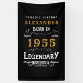 70パーソナライズされた誕生日1955生まれヴィンテージブラック 横断幕 (縦)
