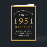 70パーソナライズされたth誕生日1951黒金ゴールドシック カード<br><div class="desc">1951年に特別な人々のための70歳の誕生日の黒と金ゴールドのバースデー生まれタ・カード。提供さカスタマイズれたテンプレートを使用してフロントへの文字と誕生日カードのインテリアを容易に行う。グリーティングカードの設定標準範囲の一部。</div>