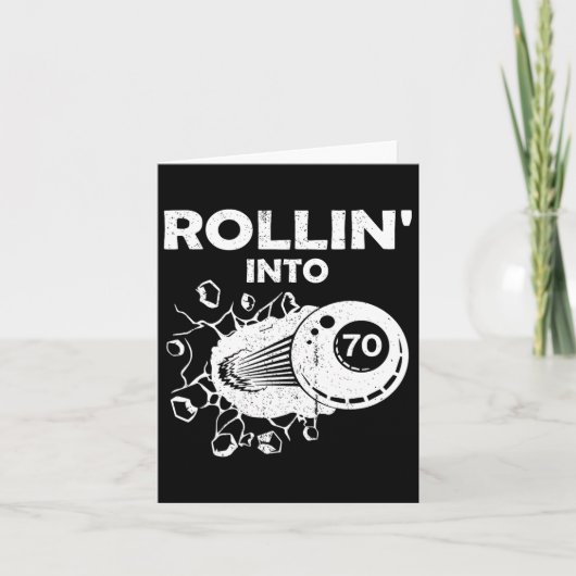 70ビリヤードへのローリン70誕生日燃えるビル カード (正面)