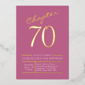 70ピンク70th誕生日パーティー金ゴールド 箔招待状 (正面)