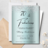70ファブラスターコイズグリッターダイヤモンド誕生日 招待状
