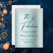 70ファブラスターコイズグリッターダイヤモンド誕生日 招待状