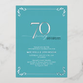 70ファブラスターコイズ&シルバー誕生日 箔招待状 (正面)