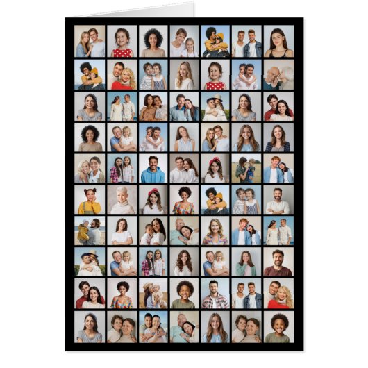 70フォトコラージュ編集可能カラー折り畳みカード (正面)