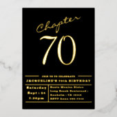 70ブラック70thバースデーパーティーゴールドフォイル招待状 箔招待状 (正面)