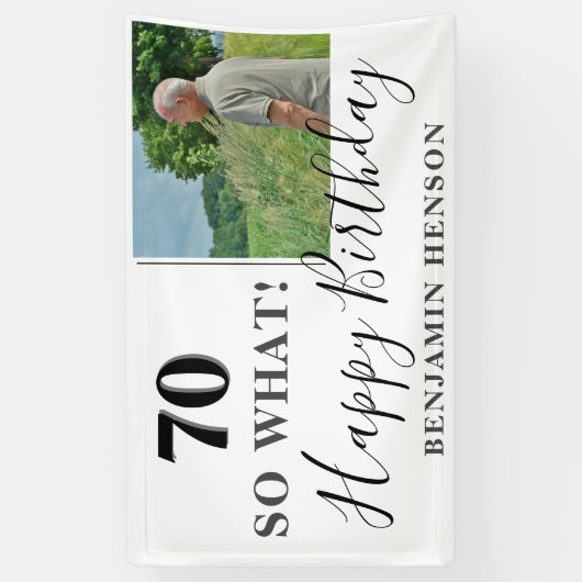 70モダン位の誕生日パーティーの写真 横断幕 (縦)