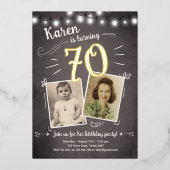 70ヴィンテージレトロ写真展70サプライズ誕生日 箔招待状 (正面)