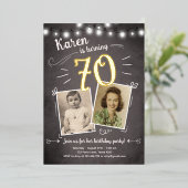 70ヴィンテージレトロ写真展70サプライズ誕生日 箔招待状 (立ち正面)