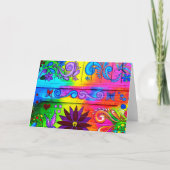 70代のヒッピーのグリーティサイケデリックングカード カード (正面)