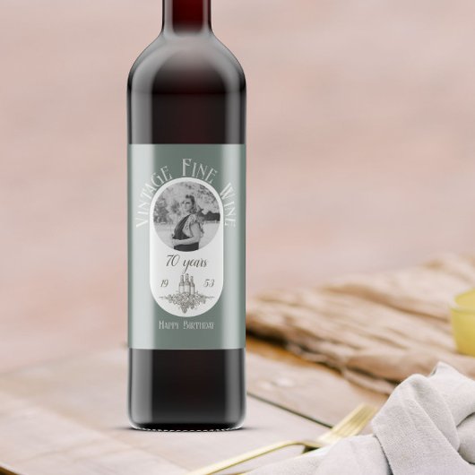 70代誕生日の個人用設定フェイクヴィンテージ ワインラベル