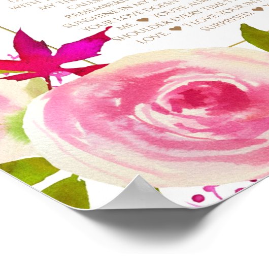 70件の愛するピンクのバラの記念日 ポスター (角)