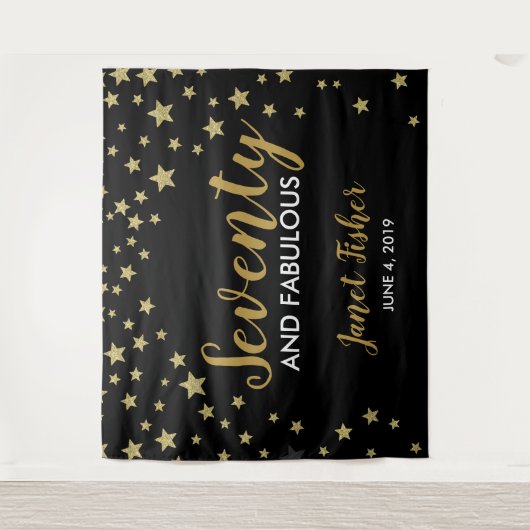 70及びすばらしい誕生日の写真ブースの背景幕の旗 タペストリー (正面)