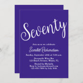70台本ダークパープル70歳の誕生日パーティー 招待状 (正面/裏面)