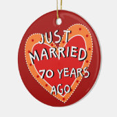 70周年または任意の年記念クリスマスプレゼント セラミックオーナメント (左)