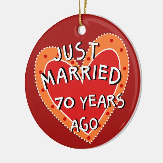 70周年または任意の年記念クリスマスプレゼント セラミックオーナメント (左)